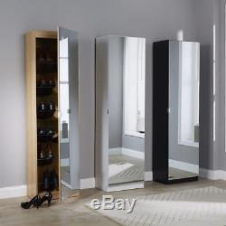 Hallway Black Mirror 6 Shoe Rack Tower Cabinet Shelf Storage Closet Organizer