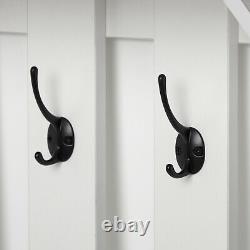 Hallway Coat Rack 5 Hook Stand Shoe Storage Organiser Bench with Mirror White