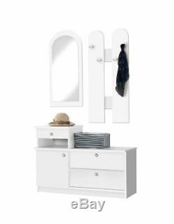 Hallway Set Wall Mounted Mirror Shoe Storage Coat Rack Colours FREE Assembly