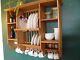 Hand Crafted Reclaimed Rustic Oak Wall Mounted Plate Rack 16 Plate + Shelves +