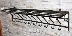 Hand Forged Steel Hange Wall Mounted Coat Hooks Rack +shelf, Unique gift