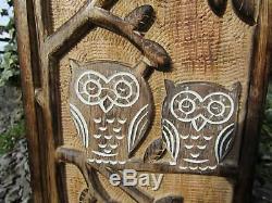 Hand Made Carved Mango Wood Wooden Owl Key Cabinet Rack Hook Holder Box