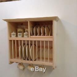 Hand Made Crafted Pine Wall Mounted Plate Rack