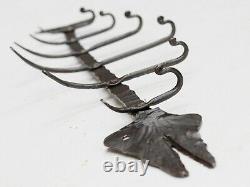 Hand carved cast iron fishbone double hooks hanger coat rack kitchen cup holder