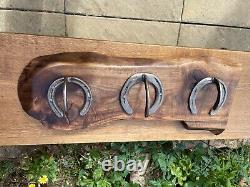 Hand made American black walnut horse shoe wall mounted coat rack