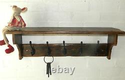 Handmade Reclaimed look wood Cottage Country style Hat& Coat Rack with shelf