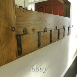 Handmade Rustic Farmhouse Scaffold Wood Coat Rack With Mirror & Shelf Hallway