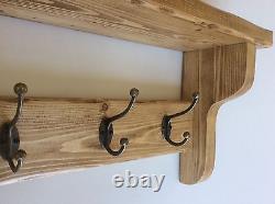 Handmade/bespoke rustic coat rack with shelf & hooks