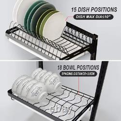 Hanging Dish Drying Rack Wall Mount Dish Drainer, 3 Tier Junyuan Kitchen Plate Bo