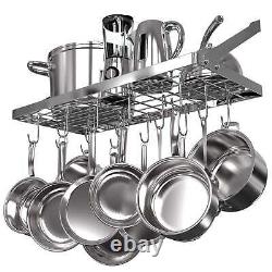 Hanging Pot Rack Pans Stainless Steel Metal Oval Cookware Kitchen Hanger Decor