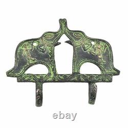 Hat Holder for Wall Antique Coat Rack Brass Wall Hooks Elephants Play Sculpture