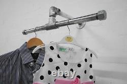 Heavy Duty Clothing Rail Wall Mounted Coat Stand Rack Industrial Silver Style