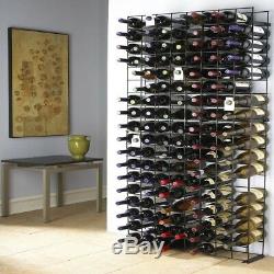 Home Wall Mount 144-Bottle Wine Floor Display Collecter Storage Grid Rack Black