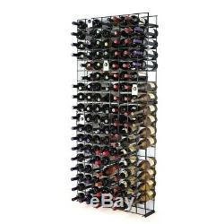 Home Wall Mount 144-Bottle Wine Floor Display Collecter Storage Grid Rack Black