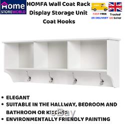 Homfa Wall Coat Rack Coat Hook with Shelf Wall Mounted Unit 3 Components 4 Hooks