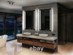 Illuminated Bathroom Mirror with Backlit LED Lights Wall Mounted Battery Powered