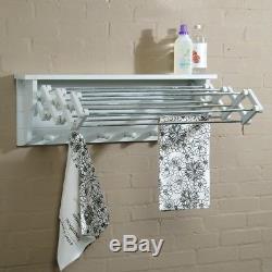 Indoor Clothes Airer Dryer Wall Mounted Expandable Folding Laundry Hanging Rack