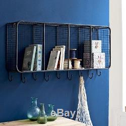 Industrial Bookcase Display Shelves Storage Cabinet Wall Mounted Coat Rack Hooks