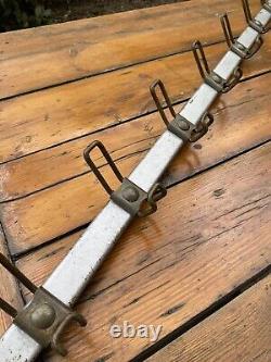 Industrial French Steel Coat Rack from Simu, 1960s, 8 Hook Cloakroom Kitchen