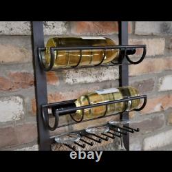 Industrial Metal Wall Wine Bottle Glass Rack Storage Display Shelf