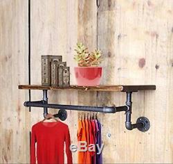 Industrial Pipe Shelves Wall Mounted, Clothing Rack Rustic Floating Wall Shelf Wi