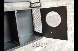 Industrial Reclaimed Grey Metal Wall Unit Cabinet Coat Rack Hooks (dx5507)