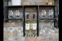 Industrial Rustic Reclaimed Metal Wall Wine Cabinet Drinks Storage Rack (dx5988)