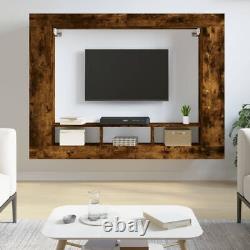 Industrial Rustic Smoked Oak Wooden Wall Mounted TV Cabinet Stand Unit Rack Wood