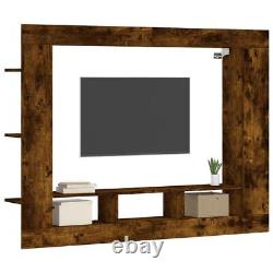 Industrial Rustic Smoked Oak Wooden Wall Mounted TV Cabinet Stand Unit Rack Wood