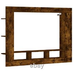 Industrial Rustic Smoked Oak Wooden Wall Mounted TV Cabinet Stand Unit Rack Wood