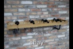 Industrial Rustic Wood Metal Wall Mounted Wine Rack Storage Cabinet Dx6667