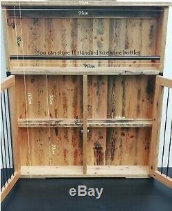 Industrial Rustic reclaimed Storage cabinet Wine Rack shelf liquor display