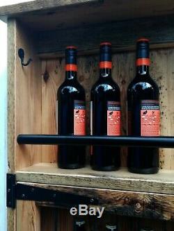 Industrial Rustic reclaimed Storage cabinet Wine Rack shelf liquor display