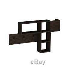 Industrial Style Wall Mount Floating Coat Rack Cabinet Display Shelves With Hook
