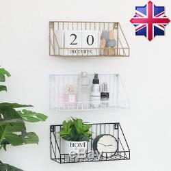 Industrial Wall Mounted Shelf Unit Metal Wire Floating Shelves Home Storage Rack