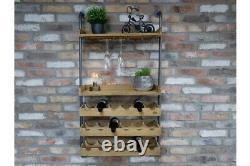 Industrial Wall Mounted Wine Rack and Glass Holder