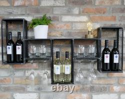 Industrial Wine Rack Metal Wall Furniture Bottle Storage Shelving Unit Drinks