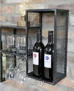 Industrial Wine Rack Metal Wall Furniture Bottle Storage Shelving Unit Drinks