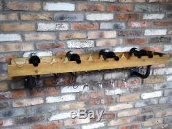 Industrial Wine Wall Unit Bar Rack Holder Home Pubs Metal Wood Display Storage