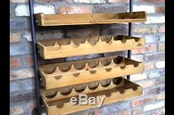 Industrial Wine Wall Unit Bar Rack Shelves Holder Home Pubs Metal Wood Storage