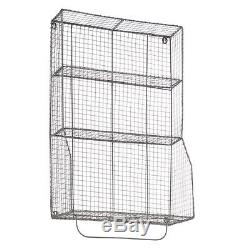 Industrial Wire Locker Room Wall Mounted Shelf Unit Storage Basket Rack 77cm
