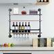 Industrial Wooden Wine Shelf Rack Bottle with Glass Holder Wall Mounted Home Bar