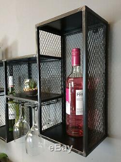 Industrial retro Metal Wall Shelving Storage Display Unit Shelf Wine Glass Rack