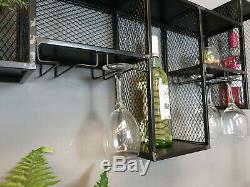 Industrial retro Metal Wall Shelving Storage Display Unit Shelf Wine Glass Rack