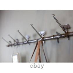 Iron Coat Rack Wall Mounted Vintage School Hooks with 5 Hooks