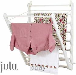 JuJu Laundry Ladder Indoor Airer Wall Mounted Clothes horse rack In Pine White