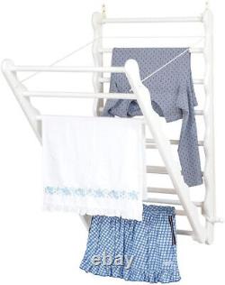Julu Laundry Ladder Clothes Airer Wall Mounted Wooden Folding Heavy Duty Rack