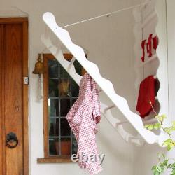 Julu Laundry Ladder Clothes Airer Wall Mounted Wooden Folding Heavy Duty Rack