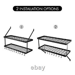 KES 30-Inch Pot Rack 2 Tier Pan Rack for Kitchen Wall Mounted Pot Organizer with