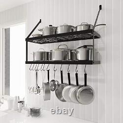 KES 30-Inch Rack 2 Tier Pan Rack for Kitchen Wall Mounted Organizer with 12 S